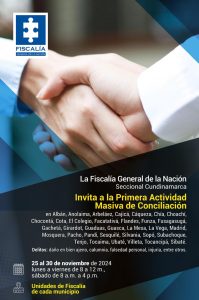 La imagen es una pieza de diseño en la que muestra dos manos entrelazadas y contiene información sobre la jornada de conciliación que se llevará a cabo