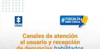 Canales de atención al usuario y recepción de denuncias habilitados por la Fiscalía En la imagen de portada de la sección de redes sociales Fiscalía más cerca se ve una fotografía a blanco y negro de un ciudadano hombre siendo atendido por un funcionario del CTI durante una jornada de atención con un titular que dice: Canales de atención al usuario y recepción de denuncias habilitados por la Fiscalía.