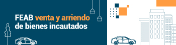 Pieza grafica sobre el micrositio del El Fondo Especial para la Administración de Bienes en colores verde oscuro y blanco, en texto se lee" FEAB venta y arriendo de bienes incautados