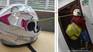Fotografía casco usado en el hecho