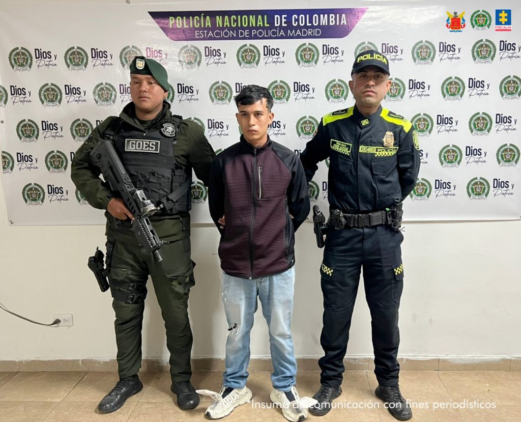 Juan Camilo Cárdenas Díaz, alias Camilo, capturado en Madrid (Cundinamarca), presunto integrante de las disidencias de las Farc estructura Martín Villa con injerencia en Arauca.