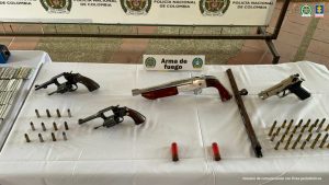 Cuatro armas de fuego y munición de diverso calibre.