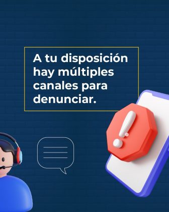 Pieza gr&aacute;fica informativa que resalta que la ciudadan&iacute;a dispone de m&uacute;ltiples canales habilitados para denunciar, reforzando el acceso a los mecanismos institucionales de la Fiscal&iacute;a General de la Naci&oacute;n para ejercer el derecho a la denuncia de manera oportuna y segura.