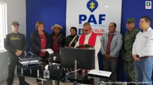 En la fotografía se observa la inauguración de la sede por el director seccional de fiscalías Cauca, Gustavo Montaña con el alcalde municipal. 