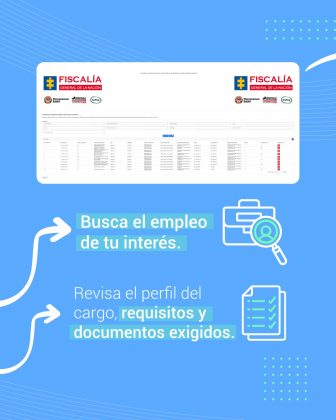 Busca el empleo de tu interés. Revisa el perfil del cargo, requisitos y documentos exigidos.