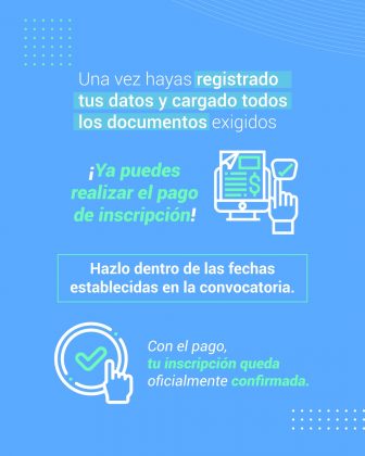 Una vez hayas registrado tus datos y cargado todos los documentos exigidos ¡Ya puedes realizar el pago de inscripción!