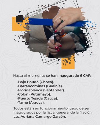 seis Los Centros de Atención de la Fiscalía (CAF) son sedes creadas para acercar la justicia a territorios lejanos, donde no ha existido presencia de la entidad.