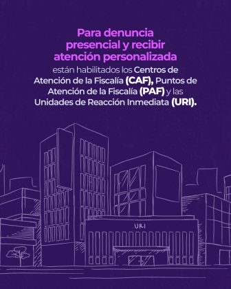 es un pieza de diseño con fondo morado. En la parte inferior un dibujo de varios edificios delineados en blanco entre ellos un edificio dice URI.