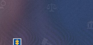 ¿Qué son las audiencias preliminares? En la portada de la sección de redes sociales Judiccionario se ve el diseño gráfico de un juez, sentado en la silla de un tribunal, con un documento en la mano. Y arriba aparece un titular que dice: ¿Qué son las audiencias preliminares?