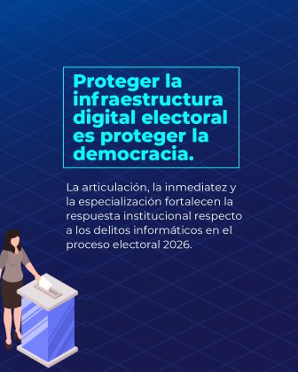 Pieza gr&aacute;fica titulada proteger la infraestructura digital electoral