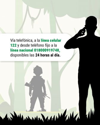 Vía telefónica, a la línea celular 122 y desde teléfono fijo a la línea nacional 018000919748, disponibles las 24 horas al día.