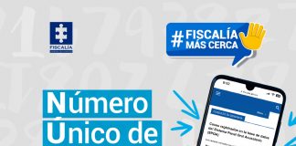 Número Único de Noticia Criminal (NUNC) En la imagen de portada de la sección de redes sociales Fiscalía más cerca se ve un fondo gris claro con la foto de una mano de una persona que sostiene un celular, en la pantalla del dispositivo se ve la web de la Fiscalía con el aplicativo de noticia criminal con un titular que dice: Número Único de Noticia Criminal.
