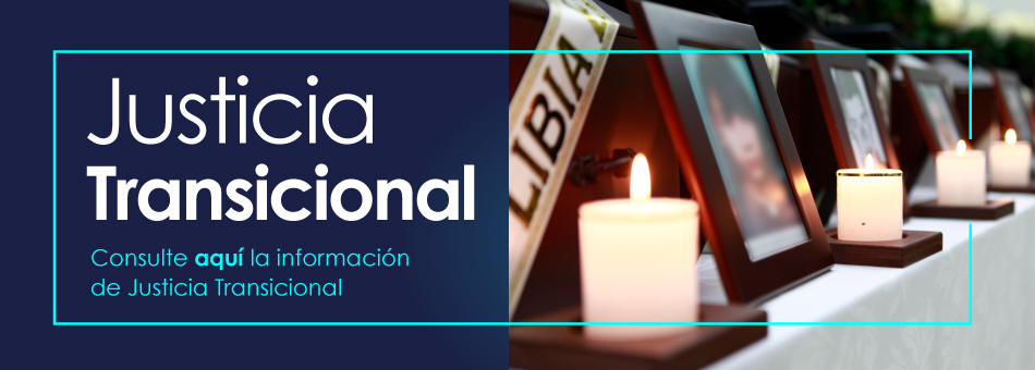 Imagen con unas velas y el texto "Justicia transicional"