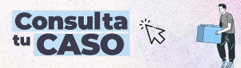 pieza grafica de boton de "Colsulta tu caso" en donde se puede ver el icono de un mouse y una imagen en grafico de una persona sosteniendo una caja.