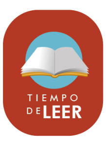 La imagen tiene un diseño vertical con fondo vino tinto y bordes redondeados. En el centro, se encuentra un libro abierto en color blanco sobre un círculo azul claro, lo que simboliza el hábito de la lectura. Debajo del ícono, aparece el texto: "TIEMPO DE LEER", en letras mayúsculas. • La palabra "LEER" está destacada con un tamaño de fuente más grande y en color blanco, lo que le da mayor énfasis.