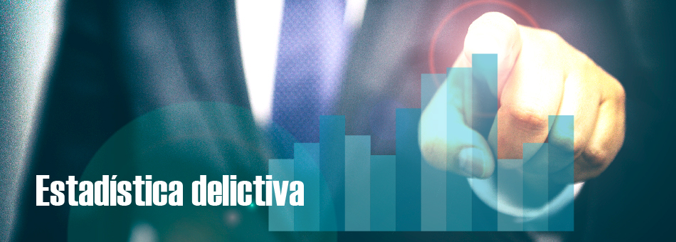 Imagen con una mano señalando con un texto "Estadistica delictiva"